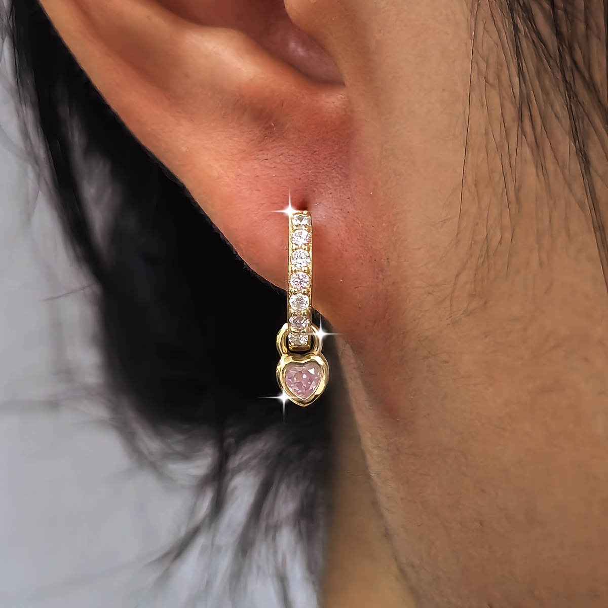 Heart Shaped Colorful Zirconia Earrings - Sterling Silver Jewelry Gift